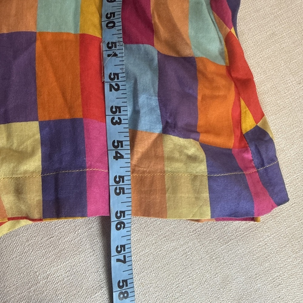 Maxi Dress M Colorblock Rainbow Belted Boho 80s Artsy Mod‎ Festival - Picture 11 of 14